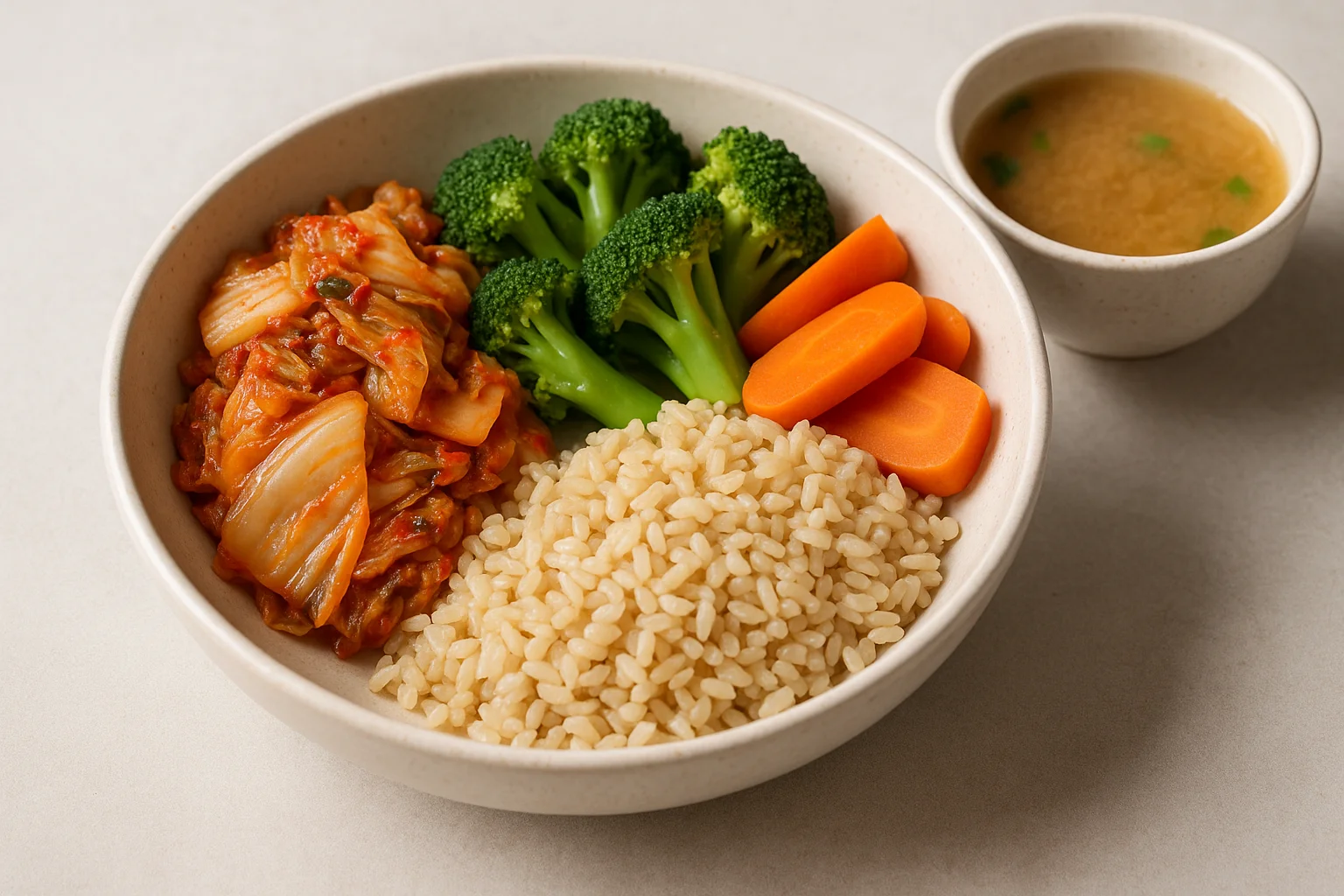 Tarmvänlig måltid med jästa livsmedel och grönsaker